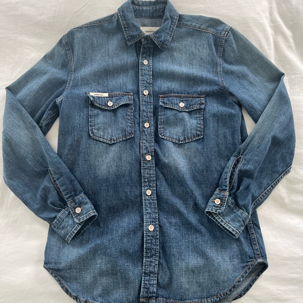Fear of God Essentials denim button down work shirt